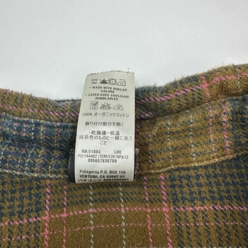 Patagonia Womens Fjord 4 Organic Cotton Flannel Plaid Button Down Shirt Brown - Picture 9 of 13